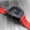 Watches armbandsur designer mens företag richa milles kolfiber helautomatisk mekanisk klocka mode trend alla ihåliga lysande