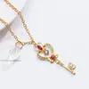 قلادة قلادة PCS anime Sailormoon Key Netlace Gold Magic Wand Heart for Girls Women Crystal Jewelry Bulkpendant