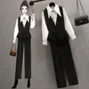 Pantaloni da donna in due pezzi Confezione da donna alla moda Abiti da ufficio eleganti Abito con risvolto a punta Gilet Abiti da corsetto casual da donna