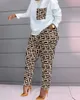 Women Colorblock Matching Sweatshirt Pant Suits Spring Autumn Lounge Home Set