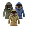 소년 뉴 미드 길이의 두꺼진면 재킷 분리 가능한 양털 안감 캡 어린이 패딩 외부 겉옷 솔리드 야외 따뜻한 코트 J220718