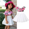 2 -st born Toddler Baby Girl Summer Deset Vloarl afdrukken Schouderbovens Mogelijke rokkleed Outfits Modieus 1 6T 220620