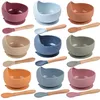 2PCSSet Silicone Baby Feeding Bowl Table Seary för barn Vattentät sugskål med skedbarn Disker Köksartiklar Baby Stuff 220715