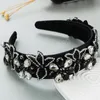 Fashion Women Hoofdband Shining Flower Rhinestone Haarband brede zijdehoofddeksels Volwassen haaraccessoires