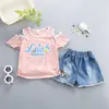 Детские девочки летняя одежда набор для девочек милые модные хлопковые печатные шорты с коротким рукавом 2pcs для детских трасс.