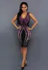 Sexy Women Summer Bandage Dress Style Rainbow Color Bodycon Evening Party Short Mini Dresses Hot Selling Package Hip Dress