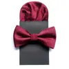 Klassisk tryck Solid God Mens Silk Business Bow Ties For Men Bowtie With Pocket Square Gold 2st Set Gift CR056 W220323