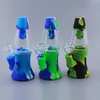 7.3'' tall silicone bong with glass bowl and lamp shape water pipe dab rig for smoking