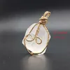 Pendant Necklaces Raw Stone Charm Genuine Quartz Copper Wire Wrapped Big Necklace For Sweater