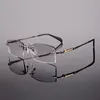 Mode zonnebrillen frames Reven Jate Titanium Rimless Diamond Cutting Man Glazen frame optische recept bril Men bril bril 9001fash