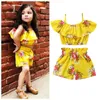 1 6 Year Old Toddler Baby Girl Clothes Watermelon Sunflower Print Ruffle Drop Shoulder Strap Top Shorts 2 Piece Summer Set 220620