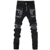 Nieuwe Vier Seizoenen Strakke Leren Broek Slim Fit Koreaanse Editie Elastisch Afslanken 2024 Modetrend Nachtclub Splicing Skull Head Herenbroeken 27-36