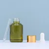 300pcs 30ml Green Glass Dropper Bottle Refillable Tea Tree Oil Essential Aromatherapy Perfume Liquid Container SN4070