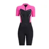 Roupas de banho femininas femininas 1,5 mm Neoprene Fatos de banho Fatos de mergulho Manga curta Senhoras Uma peça Surf Snorkeling Surf