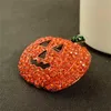 Hochwertige Broschen Pins Mode Orange Strass Kürbis Maske Vergoldet Broschen Weihnachten Halloween Geschenk Schmuck