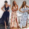 Womens Summer Boho Maxi Long Dress Evening Party Beach Dresses Sundress Floral Halter Dress Summer 220507