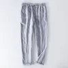 Men Dress Pants Summer Casual Black Pants Men 100% Pure Linen Loose Fashion Solid Color Trousers Male Brand Clothing Y2951 220509