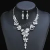 Ensembles de bijoux en cristal en forme de fleur élégante pour femmes filles mode Banquet déclaration strass collier boucles d'oreilles ensemble