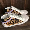 Luxo Itália Marca Golden Sneaker Mid Star Women Women Shoes Leopard Print Gold-Gold Glitter Classic White Do Old Dirty Designer High Top Style Sapato