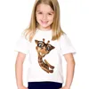 T-shirts Moda Impressão engraçada 3D Giraffe crianças Crianças fofas de verão de verão Tees de manga curta meninos/meninas tops casuais roupas de bebê hkp2156t-shirtst-sh