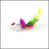 Colorf Feather Grit Small Mouse Cat speelgoed voor grappig spelen Pet Dog Animals Toys Kitten Drop Delivery 2021 Leveringen Home Garden WPDJV