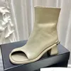 Runway Chunky High Heel Boots Femmes Real Le cuir Open Toe Open Metal Decor Botas Bottes courtes de gladiateur de printemps féminin