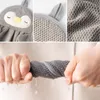 Towel 2pcs Cute Cartoon Hand Hanging Absorbent Small Bathroom Kitchen Animal Kid Home Decor Textile
