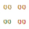 Boucles d'oreilles créoles rondes multicolores simples pour femmes mode géométrique CZ cristal cercle torsadé petites boucles d'oreilles bijoux