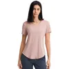 LU-176 Damen-Laufshirt mit kurzen Ärmeln, schnell trocknend, Fitness, Yoga, SportsTank-Top, Fitnessstudio, Laufen, T-Shirt, Workout, Yoga, Jogging