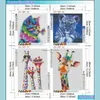 Diamond Painting Arts Crafts Gifts Home Garden 4-Pack Diy Painting 5D Shiny Resin Animal Art Paintings Kits For Adts And Kids Hanging O