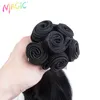 Cheveux synthétiques magiques 6PCS 20 pouces Nature Wave Bundles de cheveux Extensions de couleur noire Résistant à la chaleur Brins de cheveux Tresses 0618