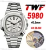 TWF 5980-1A-014 CH28-520C Automatische chronograaf Heren Work Witte textuur Die kiezer Stickers roestvrijstalen bracelet Super editie Puretime C3