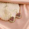 Dangle kroonluchter Koreaanse zoete steentjes drop oorbellen vrouwen bruiloft bruids minimalisme Franse hart hanger oor sieraden accessoires nieuw