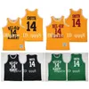 NC01 14 Will Smith Jersey Taze BEL-Air Akademi Film Versiyonu Siyah Yeşil Sarı Dikişli Basketbol Forması