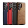 S24 Luxe Zakelijk Leren Achterkant Cases Voor Samsung S23 Ultra S22 U Galaxy S24 Plus Zachte TPU Heren Mode Hybride Hit Fijne Stiksels PU Leer Slimme Mobiele Telefoon Cover