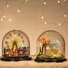 Objets décoratifs Figurines Fait à la main Bricolage Artisanat Boîte à musique en bois Ornements Ville créative dans le ciel Cadeau d'anniversaire de Noël pour Gi