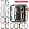 Double Color Hard PC Watch Case with Tempered Glass for Apple Watch Series 7 6 45mm 41 42 44 40 38 Screen Protector Bumper Full Cover iWatch Protective Covers