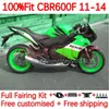 Honda CBR 600 F 600F C CBR600 F F4I 11-14年のボディワーク139NO.69 CBR600F 11 12 13 14 CBR600F4I 2011 2014 2014 2014射出型フェアリングレプソルグリーン