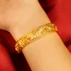 1pcs Dragon Phoenix Lady Bangle Dubai Bracelet for Women Solid 18k Yellow Gold Filled Classic Fashion Wedding Party Gift Dia 60mm