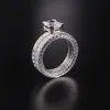 Klaster Pierścienie ręcznie robione 10KT Białego Gold Square Diamond Lady's Vintage Akcesoria Palce ślubne dla kobiet biżuteria rita22