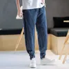 MrGB Cotton Linen Casual Pants Men's Cross Button Stripe Chinese Style Baggy Male Harem Pants Large Size 5XL Retro Trousers 220816