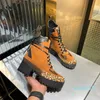 Women Leopard Print Ladies Winter Desert Boots Platform Sand Booty Luxury Brand Designer äkta läder tjock sula