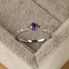 100% S925 sterling zilver amethist zirkoon diamant ringen voor vrouwen mousserende eenvoudige stijlvolle bruiloft fijne edelsteen ring sieraden