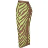 Ocstrade Aankomst Mode Lange Bandage Rok Dames Lime Zebra Print Bodycon Midi Club Party 220317