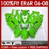 OEM Fairings Kit för Kawasaki Ninja ER6 650 R ER 6 F 650R ER6F 06 07 08 BODY 139NO.88 650-R ER 6F ER-6F 2006 2007 2008 650R-ER6F 06-08 Injektion Mögelkroppsgrön Stock