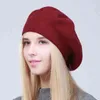 ジーブロ女性フレンチベレットハットスプリング因果式プレーンブラックニットウールベレー帽子編みアーティストベレットキャップハット女性J220722