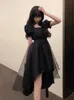 Harajuku Y2K Cyber ​​Alt Dress E Girl Ruffle Hepburn Kawaii Ropa Fairycore Irregular Preto Vestidos Góticos Emo Mini Lolita Vestidos 220507