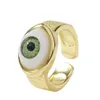 Trend Electroplating Gold Color Preservation Glass Eyes Open Jane European Personality Fashion Ring Female Jewelry CX220318