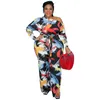 Women's Plus Size Pants Women Jumpsuit Autumn Graffiti Print One Piece Outfit 2022 Sexy Fashion Wide Leg Casual Lady Club ClothingWomen's