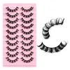 Curly Crisscross grossa 3D cílios falsos Extensões D Hand Curved Multilayer Fake Lashes Soft Soft Vivid Full Strip Lashes 6 Modelos disponíveis